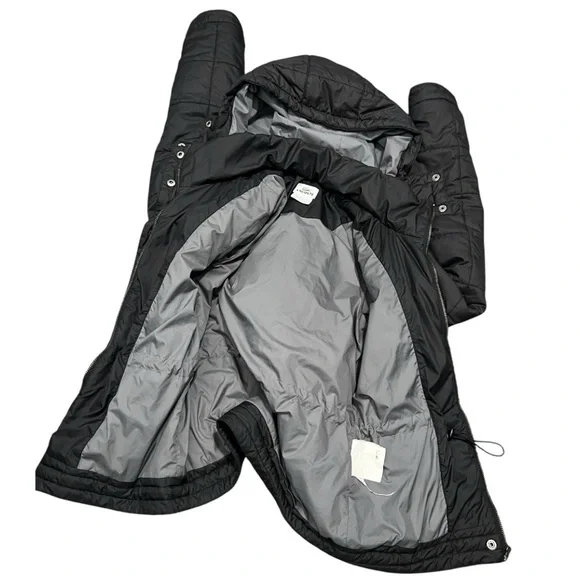 LaCoste Quilted Detachable Hood Rain Jacket Black Women - Picture 6 of 9